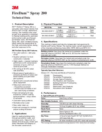 3m firedam spray 200 product data